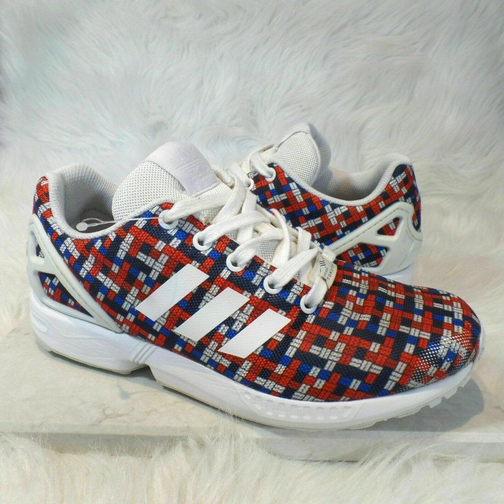 adidas Torshion ZX Flux Reflective Woven Red White Blue Sneakers Men's Size 7
